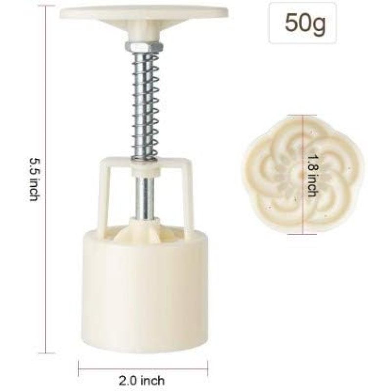 Mid-Autumn Festival Hand-Pressure Moon Cake Mould with 6 Pcs Mode Pattern for 1 Sets - 50g Cookie Stamp Mooncake Mold Set โ image 2