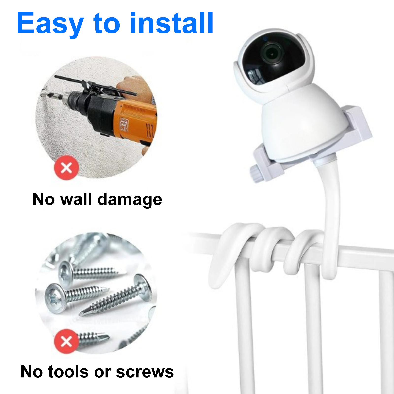 Universal Baby Monitor Holder Longer White Flexible Silicone Baby Camera Tripod — image 3