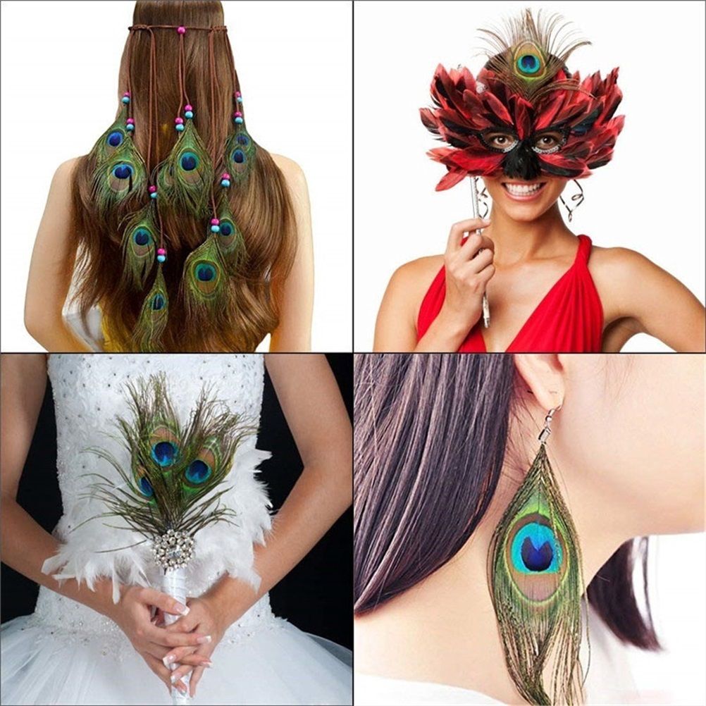 10PCS Natural Peacock Feather for House DIY Craft Holiday Wedding Decorations — image 6