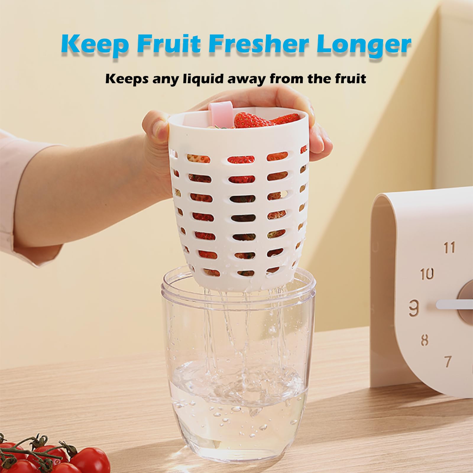 Portable Salad and Yogurt Cup with Fork and Colander Insert for Fruit, Snacks, School Lunches, Picnics and Travel, Yellow — image 2