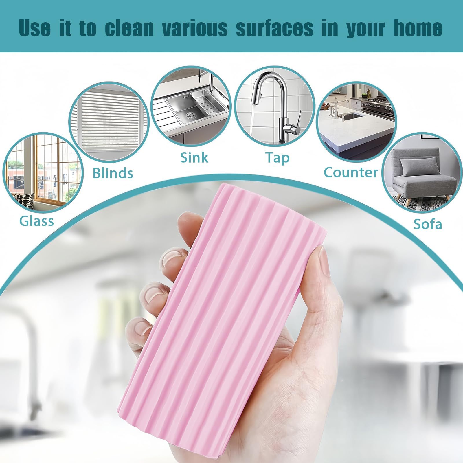 4pc Damp Duster Sponge Magical Eraser Sponge Damp Clean Duster Sponge with Ridges Household Cleaning Sponge — image 4