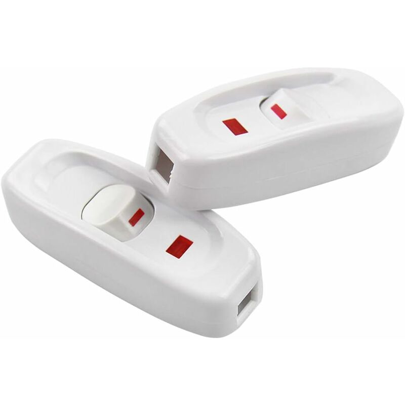 2 pcs Ac 250V 10A Inline On/Off ROcker Switch Desk Lamp Cable Switch With LED Indicator White — image 2