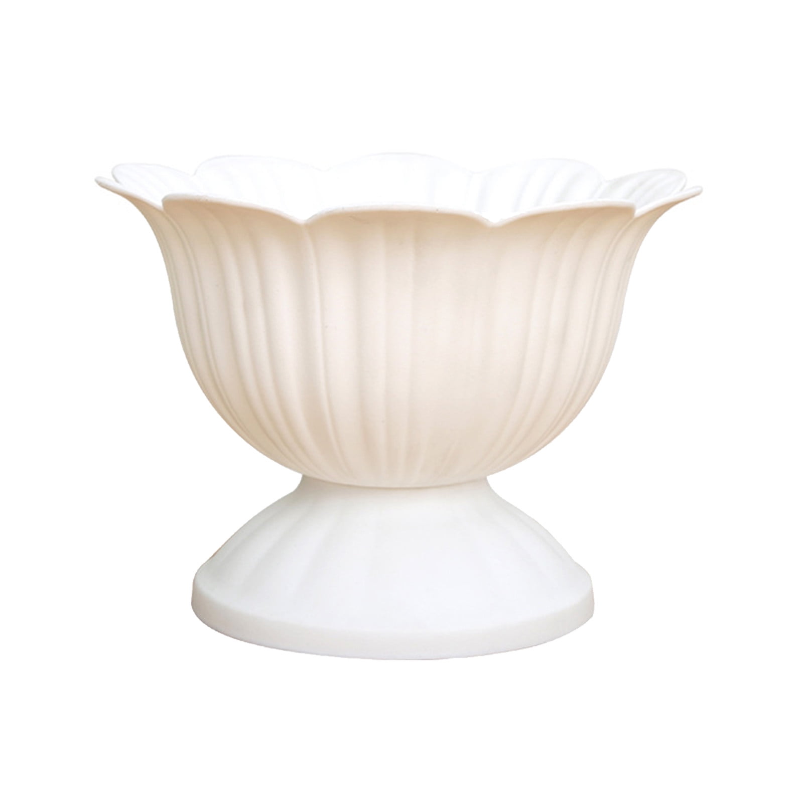 1.1L Thickened Round Bottom Plastic Flower Pot,18x13.5x18cm White Planter for Indoor and Outdoor Plants,Durable and Easy to Clean,Suitable for Various