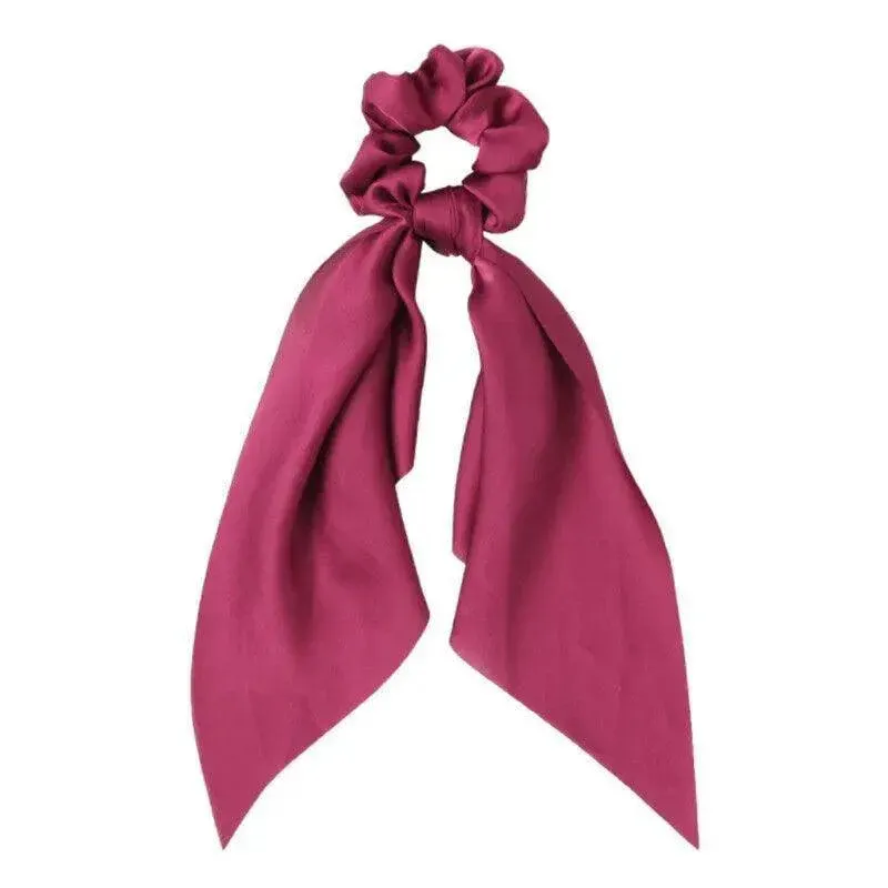 Chiffon Ponytail Scarf Bow Elastic Hair Rope Tie Scrunchies Ribbon Hair Bands - Green — image 3
