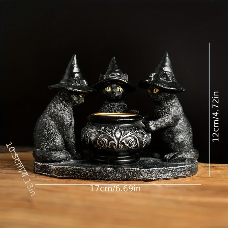 Halloween Witch Cat Sculpture Figurine — image 5