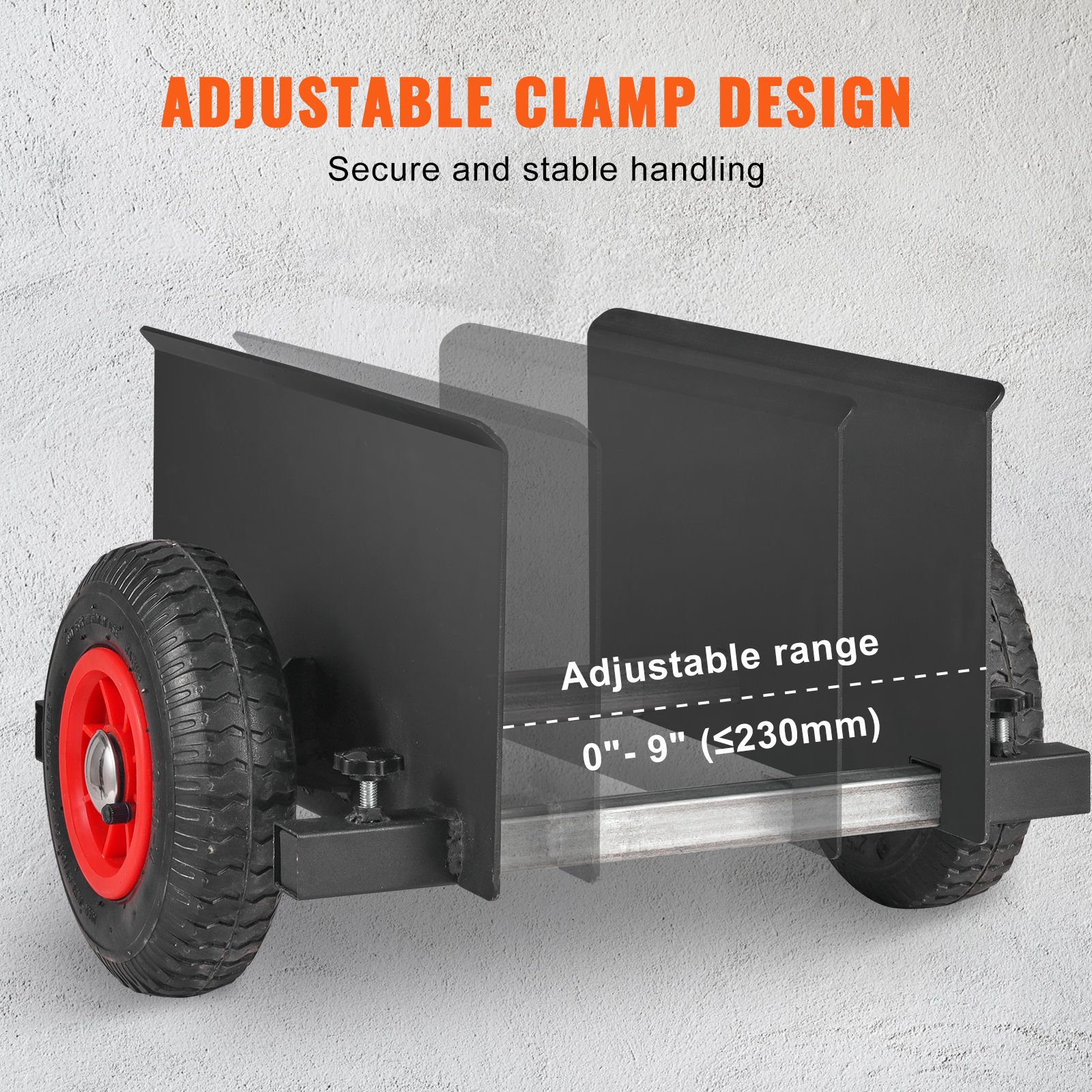 Panel Dolly, 600LBS Capacity Slab Dolly, Heavy-duty Drywall Mover with 8" Pneumatic Wheels, Adjustable Clamp Panel Cart for Drywall Sheet, Material Handling — image 5