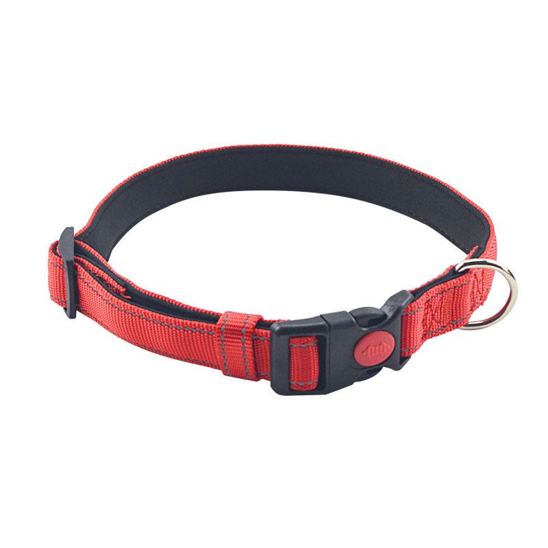 Reflective Dog Collar with Safety Locking Buckle, Adjustable Nylon Pet Collars for Large Dogs Female Male, Red