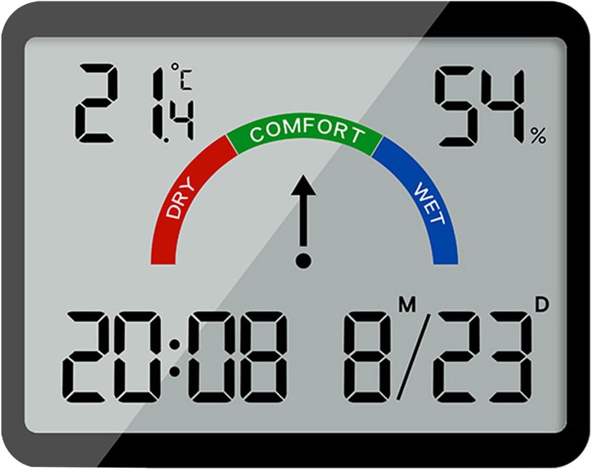 Wekker - Weather Station - Room Thermometer - Digital Alarm Clock - Shower Timer - Kitchen Thermometer - Ultra-Thin Digital Wall Clock - Battery Operated