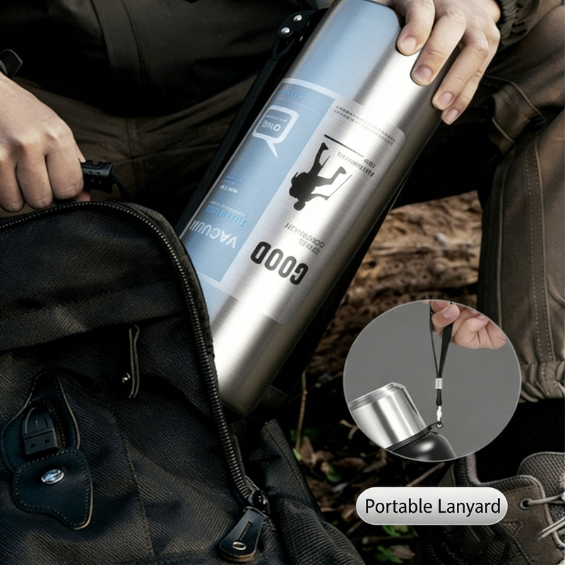 Antibacterial 316 Stainless Steel Vacuum Flask 600ml | Tea Infuser & Insulated Bottle for Hot/Cold Drinks (Bright silver) — image 5