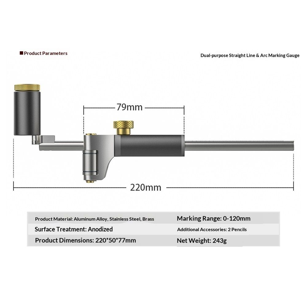 Marking Gauge, 2‑in‑1 Woodworking Scribe Scriber Multi‑Function Line Maker Measuring Tools Sliding Mark Scraper — image 5