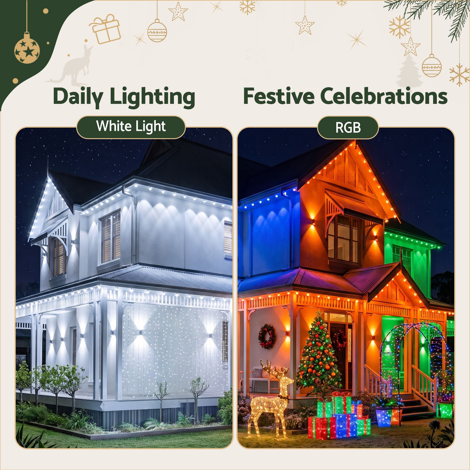 Jingle Jollys 15M Christmas Lights Permanent String Eaves Light 36 LED Decoration — image 4