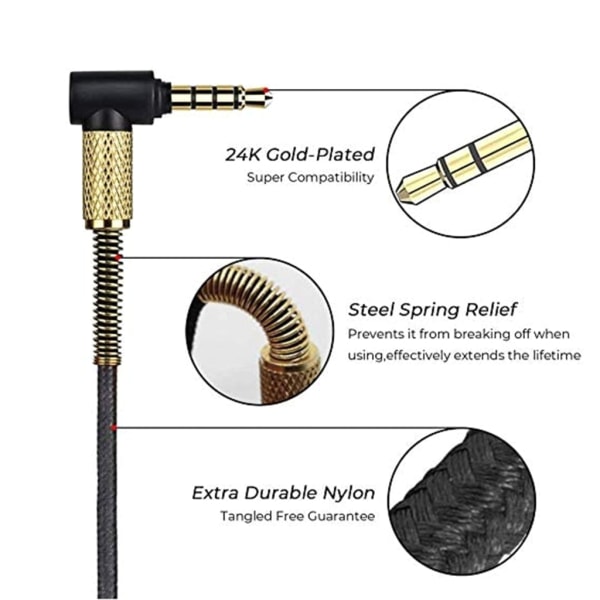 2.5mm to 3.5mm Headphone Cable for Momentum Over Ear 1/2/3 Headphone Cord Durable Wire with Volume Control and Microphone — image 2