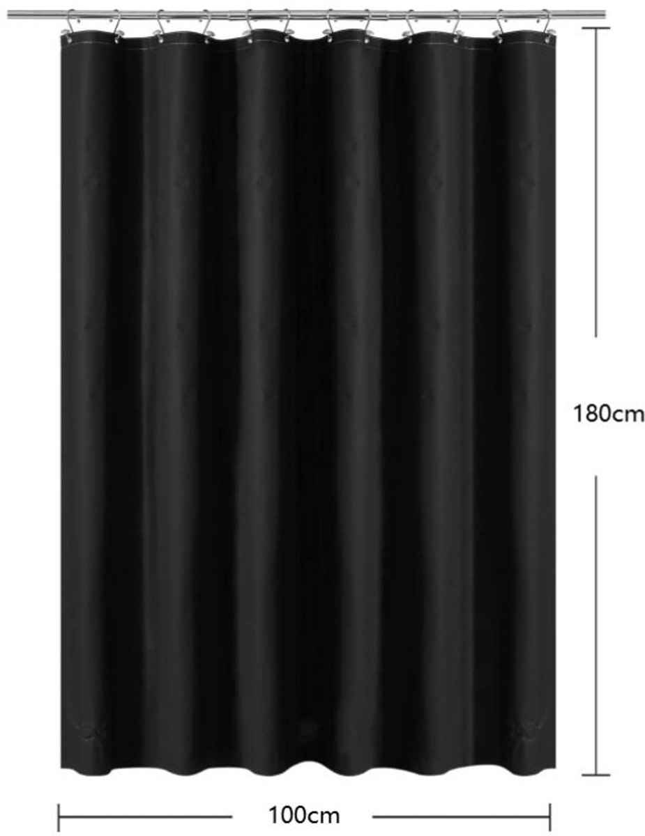 Shower Curtain Anti-Mold - Bath Curtain - PEVA - Including Rings - Waterproof - Rustproof - Suitable for Bathroom - 180 × 100cm - Black — image 6