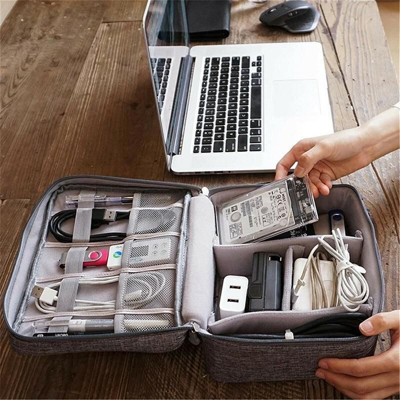 Cable Organizer Bag Charger USB Electronic Accessories Storage Travel Case - Grey — image 6