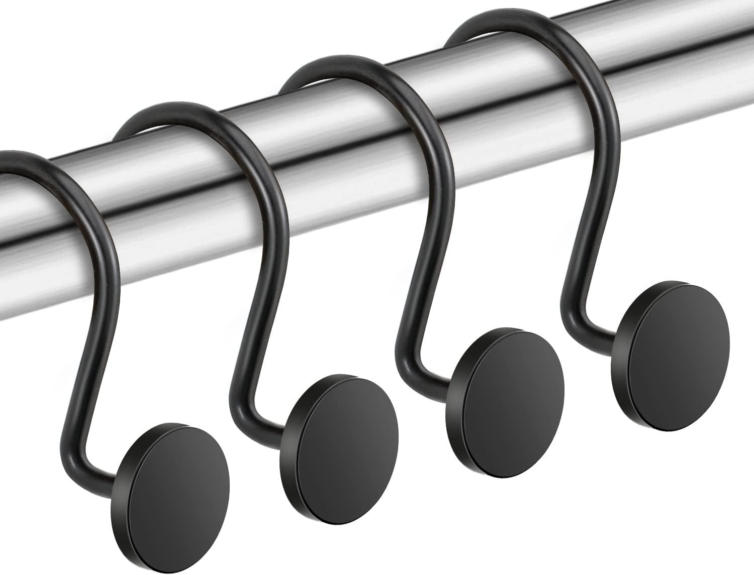 12 Piece Stainless Steel S Shaped Shower Curtain Hooks Black