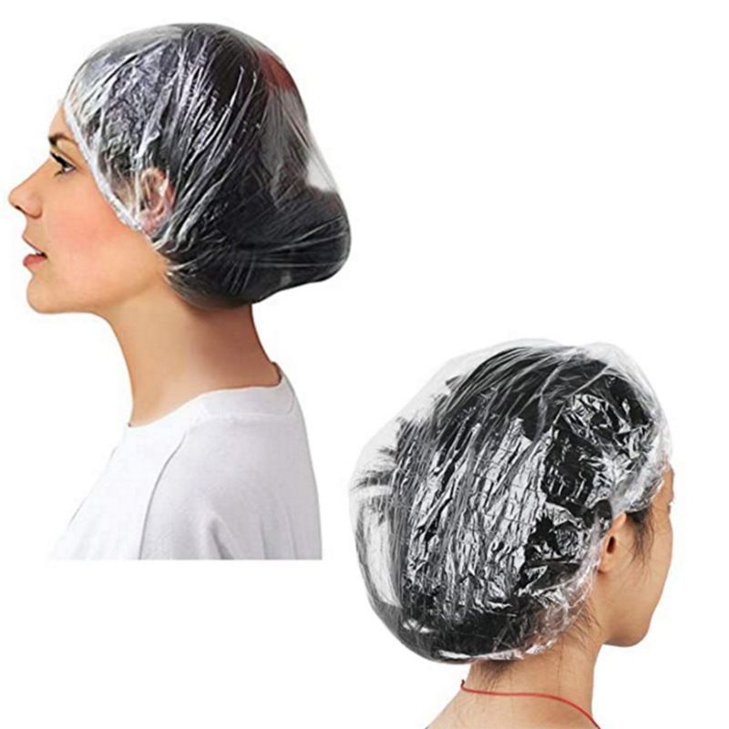 100 PCS Disposable Shower Caps, Clear Shower Caps for Travel, large Plastic Hair Caps for Women, Home Use, Hotel β image 3