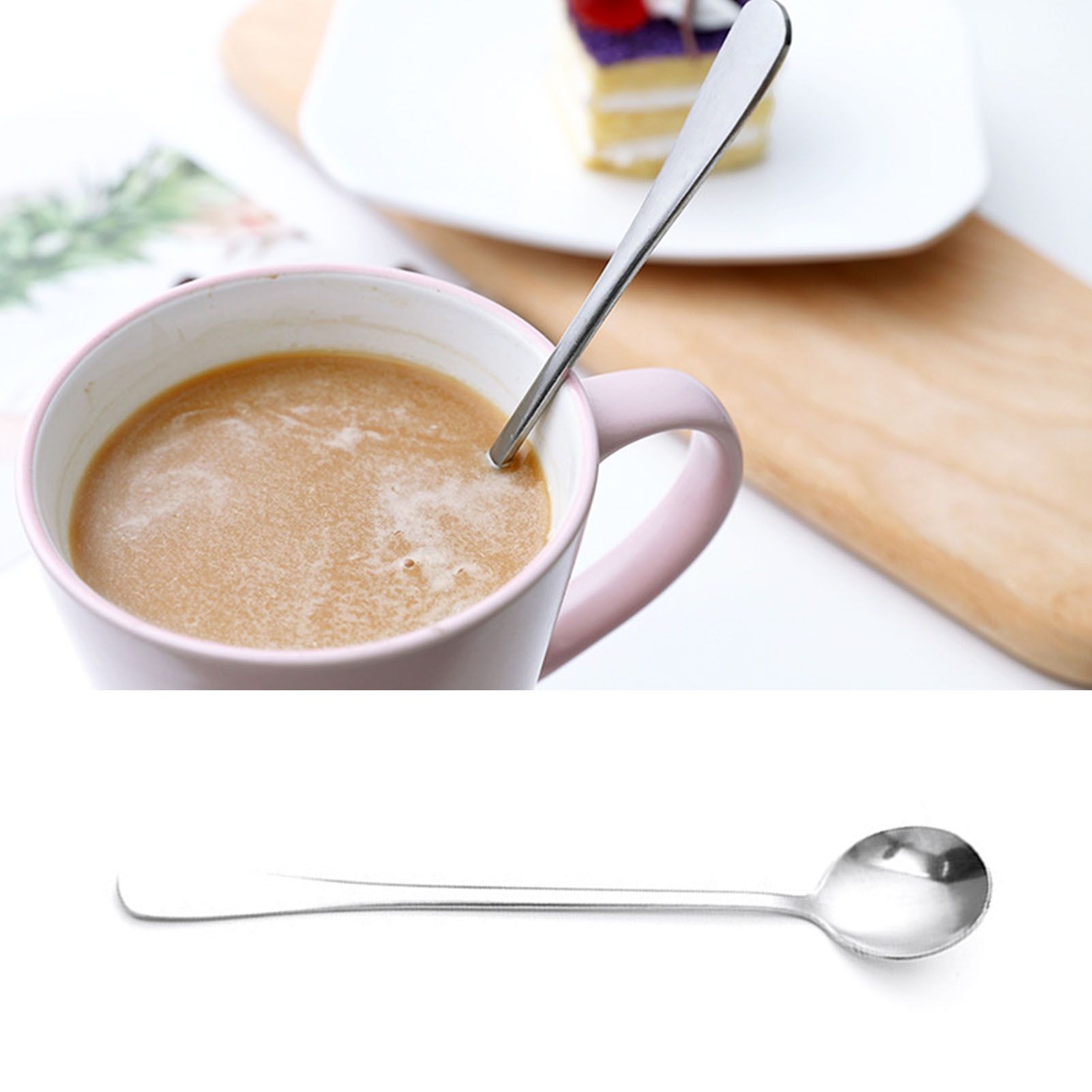 Long Handle Spoons Stainless Steel Elegant Multi Functional Stirring Spoons for Coffee Tea Dessert 3pcs Round Head โ image 5