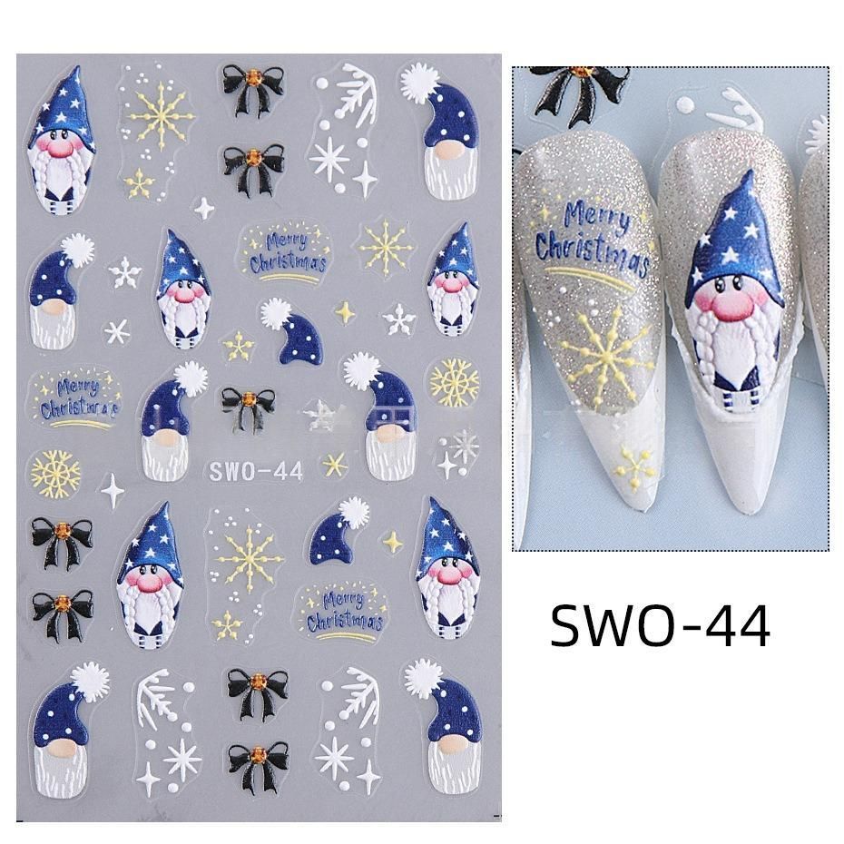 Christmas Nail Stickers Holiday Nail Art Festive Nail Decals Self-Adhesive Nail - Multi-color - Size SWO-43 — image 2