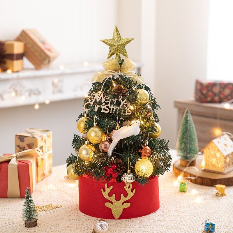 Mini Desktop Christmas Tree Flocked Pink Christmas Tree Set - red and white - Size 45cm โ image 5