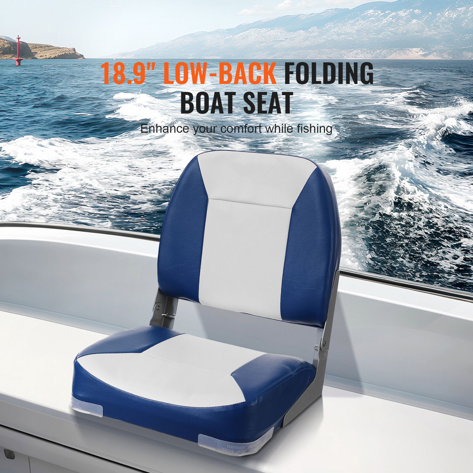 Boat Seat Low Back Fold-Down Fishing Boat Chair with Sponge Padding 2 Pack — image 2