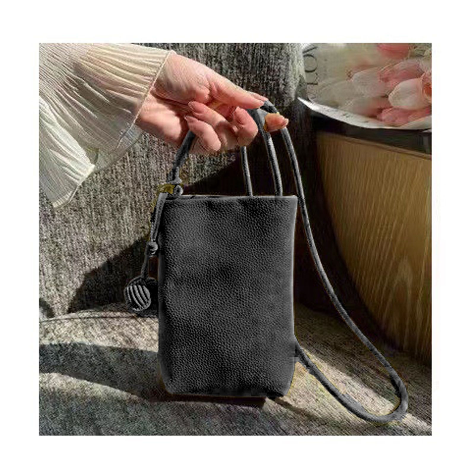 Cell Phone Shoulder Bag PU Leather Cute Mini Wallet Over Shoulder Strap Messenger Bag for Women Black โ image 6