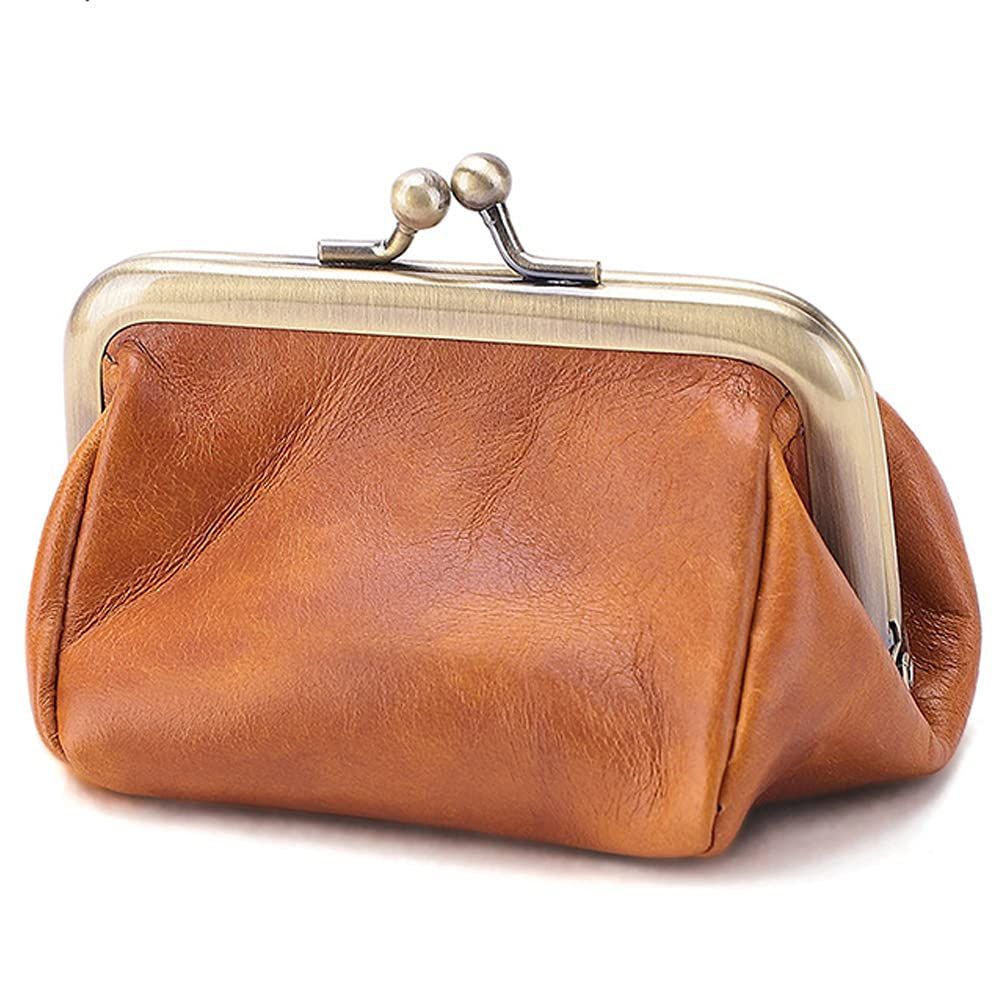 1 pcs Genuine Leather Clutch Bag for Women Wallet Retro Coin Purse Coin Organizer Cute Purse (brown)