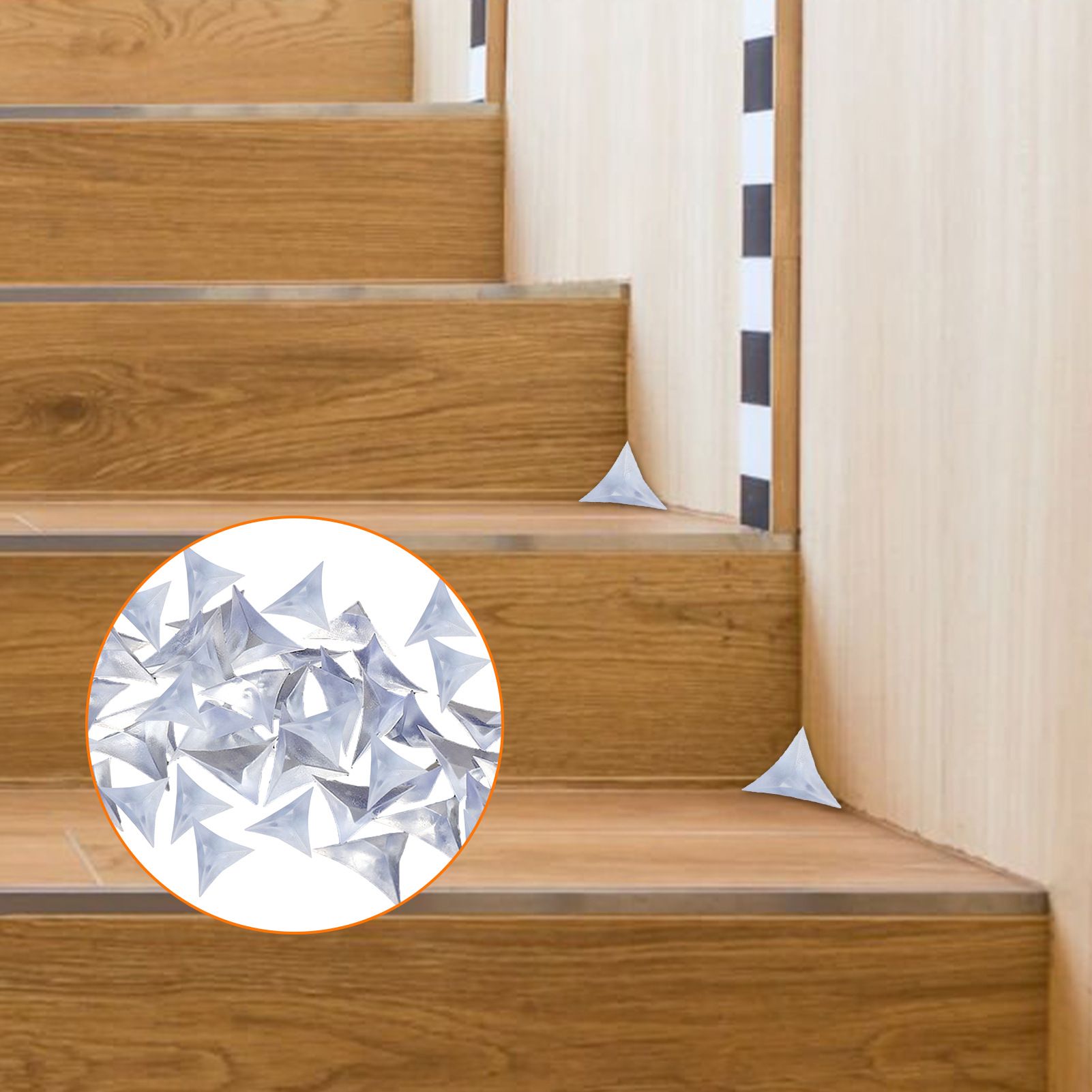 100x Stair Dust Corners, Table Corner, Corner Protector, Decorative Corner for Furniture Hardware Triangle sticker — image 3