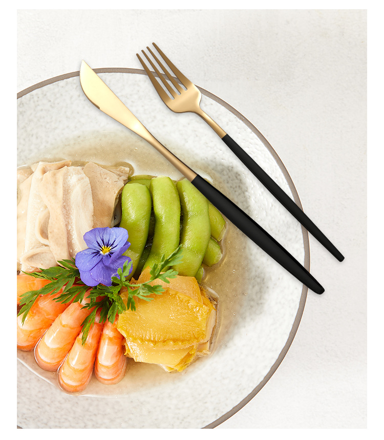 Colorful Color Premium 24-Piece Stainless Steel Cutlery Set - Elegant Golden Steak Knife, Fork, and Spoon Set in Luxury Gift Box — image 3