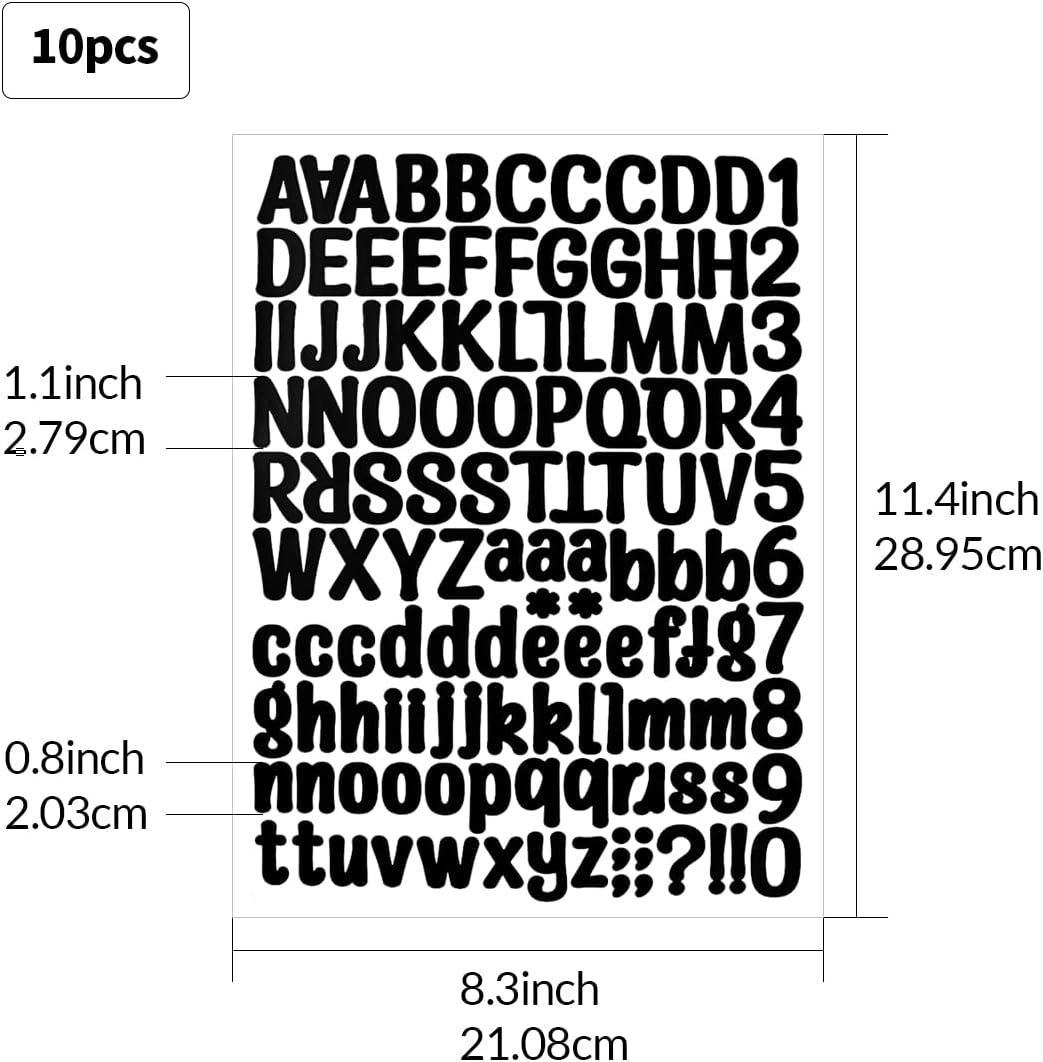1260 Pieces 10 Sheets A4 Vinyl Letter Sticker, Self Adhesive Letters Numbers Mailbox Numbers Sticker for Signs, Window, Mailbox, Door (Black,1 Inch) — image 2