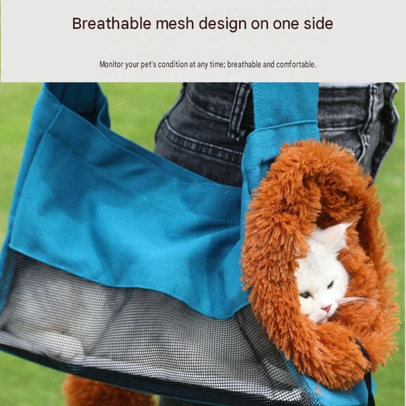 Lion Style Canvas Pet Carrier Green Bag(big size 45*12.5*29cm) - Adjustable Head Opening, Breathable Mesh, 8cm Wide Shoulder Strap, PE Support Base, Portable — image 6