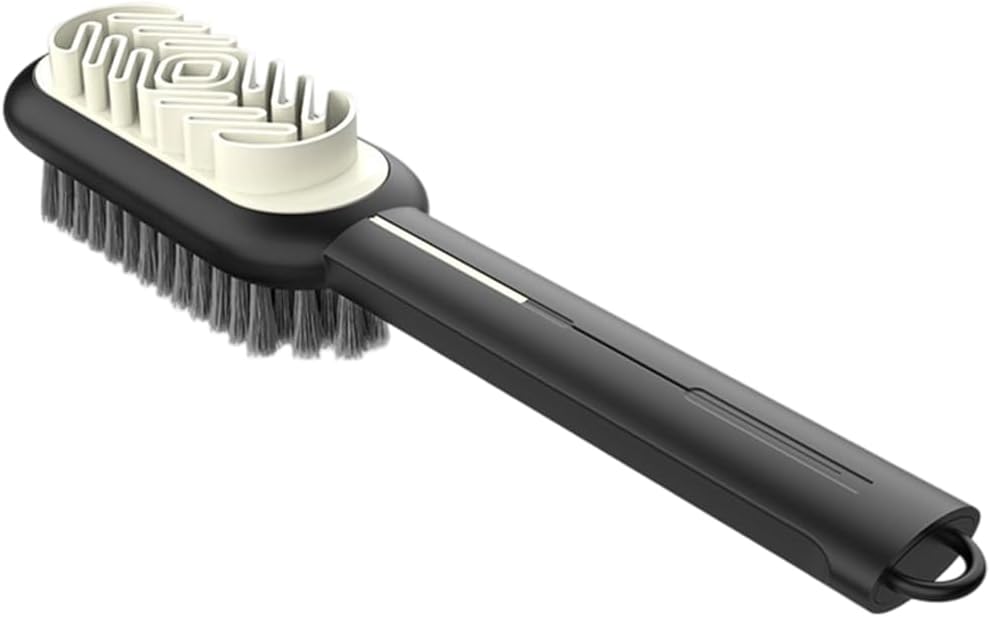 2 in 1 Scrub Suede Shoe Brush, Rubber Polish Eraser with Soft Bristle Brush for Suede Cleaner and Nubuck Brush (Black)