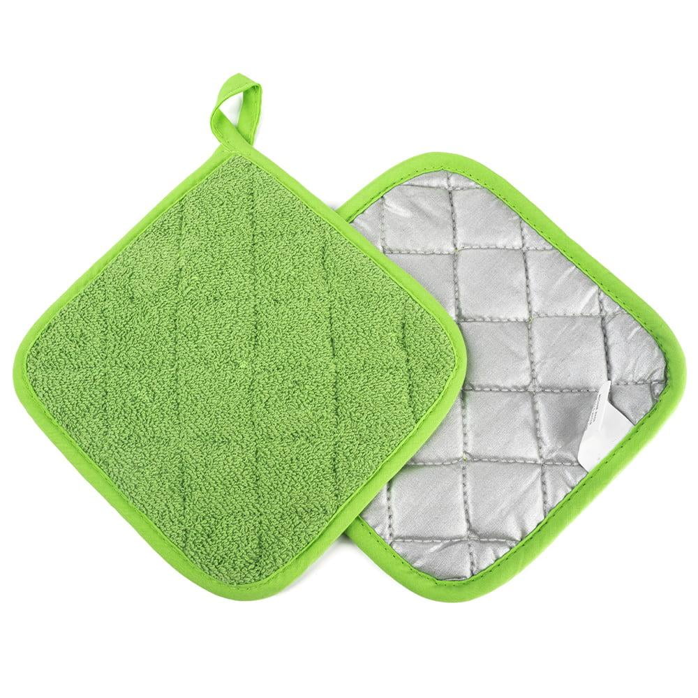 4 Pack Pot Holders for Kitchen Heat Resistant Pot Holders Sets Oven Hot Pads Terry Cloth Pot Holders for Cooking Baking(7"x 7",GRAY) 7" x 7" BLUE — image 2