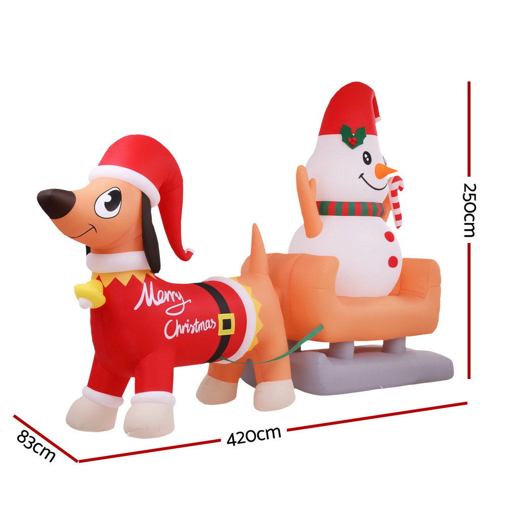 Jingle Jollys Christmas Inflatable Snowman Dog 4.2M Tall Outdoor Decorations Illuminated — image 2