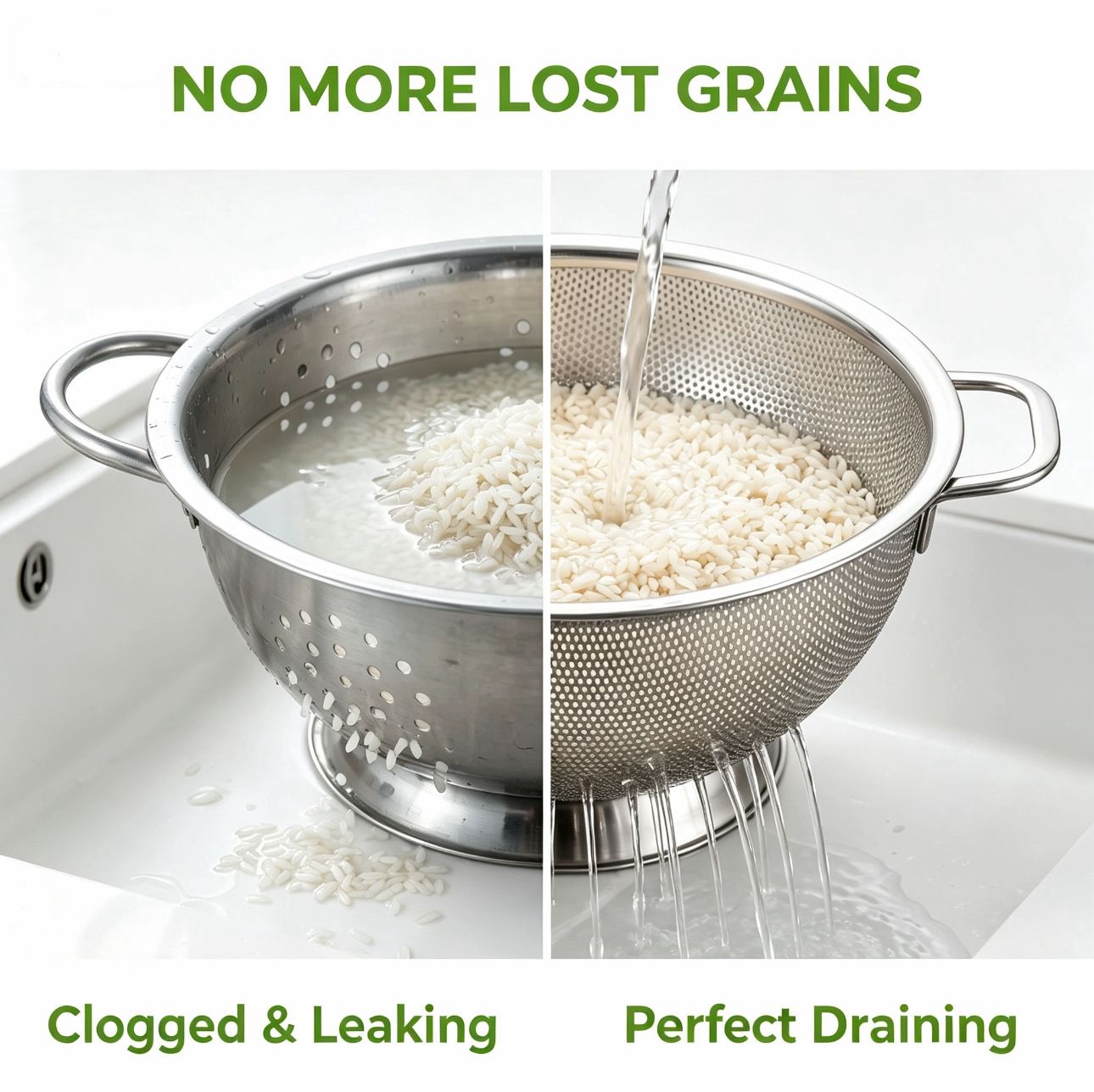 Stainless Steel Mesh Kitchen Strainer, Food Sieve with Riveted Handles and Ring Base for Pasta, Rice, Vegetables, Fruit and Draining โ image 5
