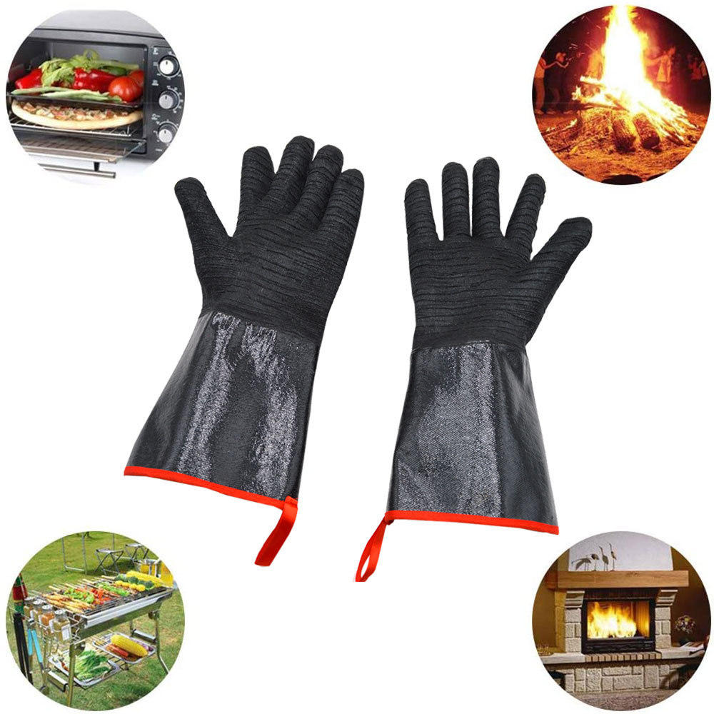 16 Inch Neoprene Heat Resistant BBQ Gloves - Waterproof & Oil Proof Long Sleeve Mitts - Extreme Heat Protection for Grilling, Boiling Water & Industrial Use — image 2