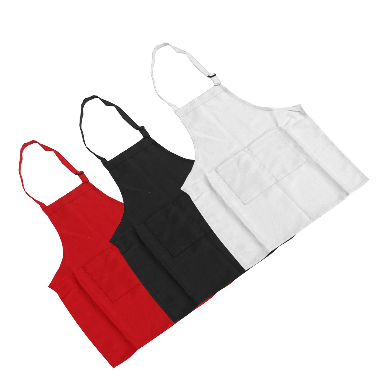 3Pcs Children Aprons Baking DIY Kids Aprons with Pockets for Boys Girls Aged 3‑6 White Red Black M Size 56cm Length — image 4