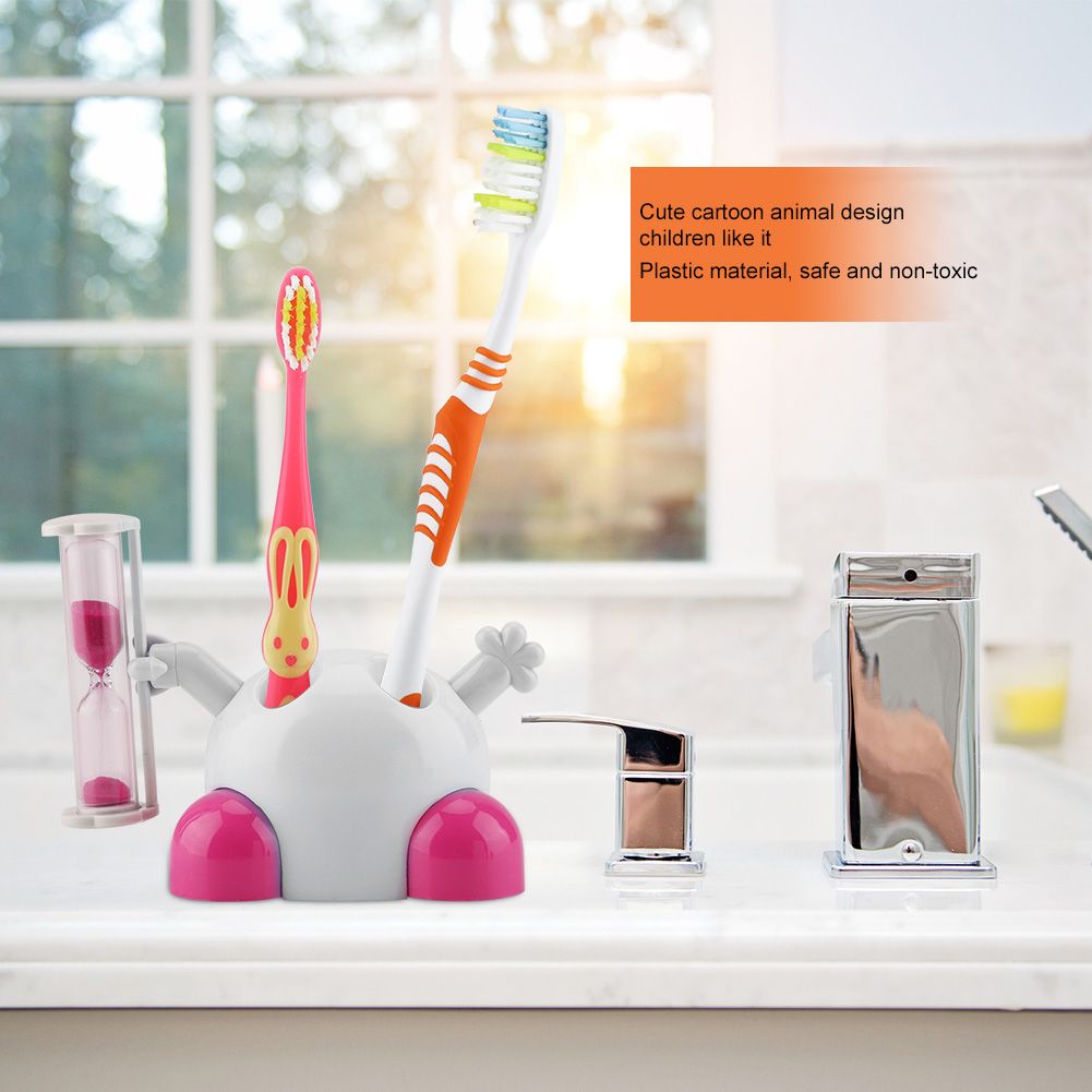 Toothbrush Holder Children Tooth Brushing Hourglass 3 Minutes Countdown Timer(Pink) โ image 2