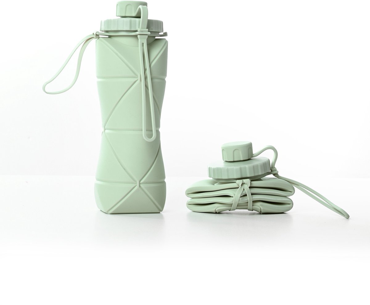 Water Bottle - Collapsible Water Bottle - Silicone Water Bottle - 600ml - Heat Resistant, Drop Resistant - Essential for Outdoor Travel (Green) — image 2
