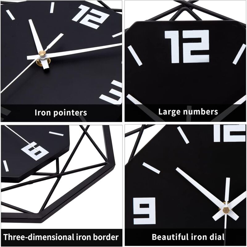 Wall Clock Wood Metal 30Cm Silent Non Ticking Wall Clock Living ROom Bedroom Kitchen Office Large Wall Clock Modern — image 3