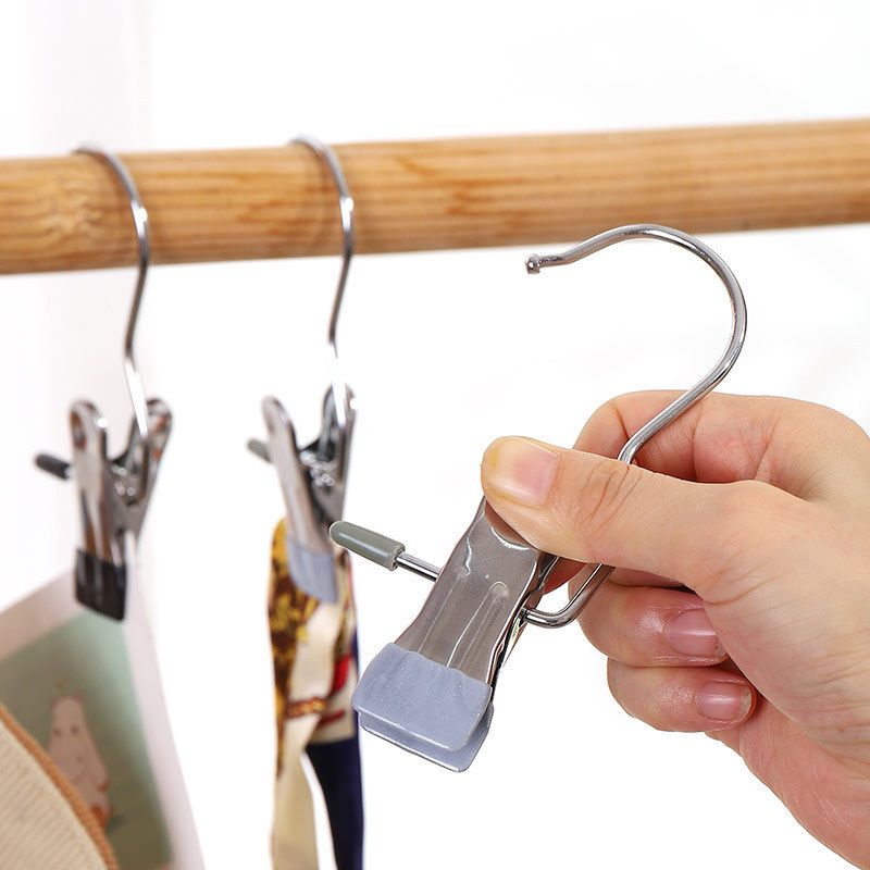 Laundry Hanging Hooks Clips, 6 Pcs Boot Hangers Heavy Duty Stainless Steel Portable Travel Drying Clothes Pins for Closet (6pcs) — image 3