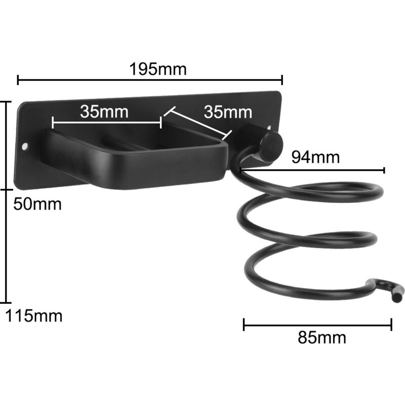Hair Dryer Holder And Straightener Stand, Hair Dryer Holder With Cable Management, Wall Mounted Hair Dryer Organizer — image 4