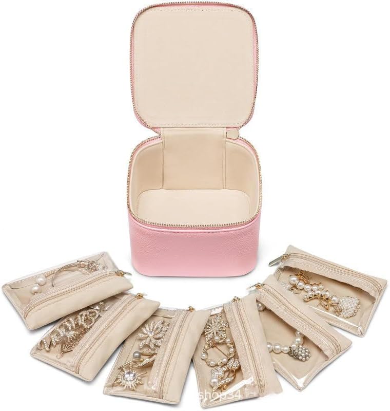 Trendy Jewelry Box with Portable Travel Pouches for Earrings Rings Necklaces - Airtight Seal Smart Compartment System Travel-Safe Lock Compact Lightweight 360° — image 6