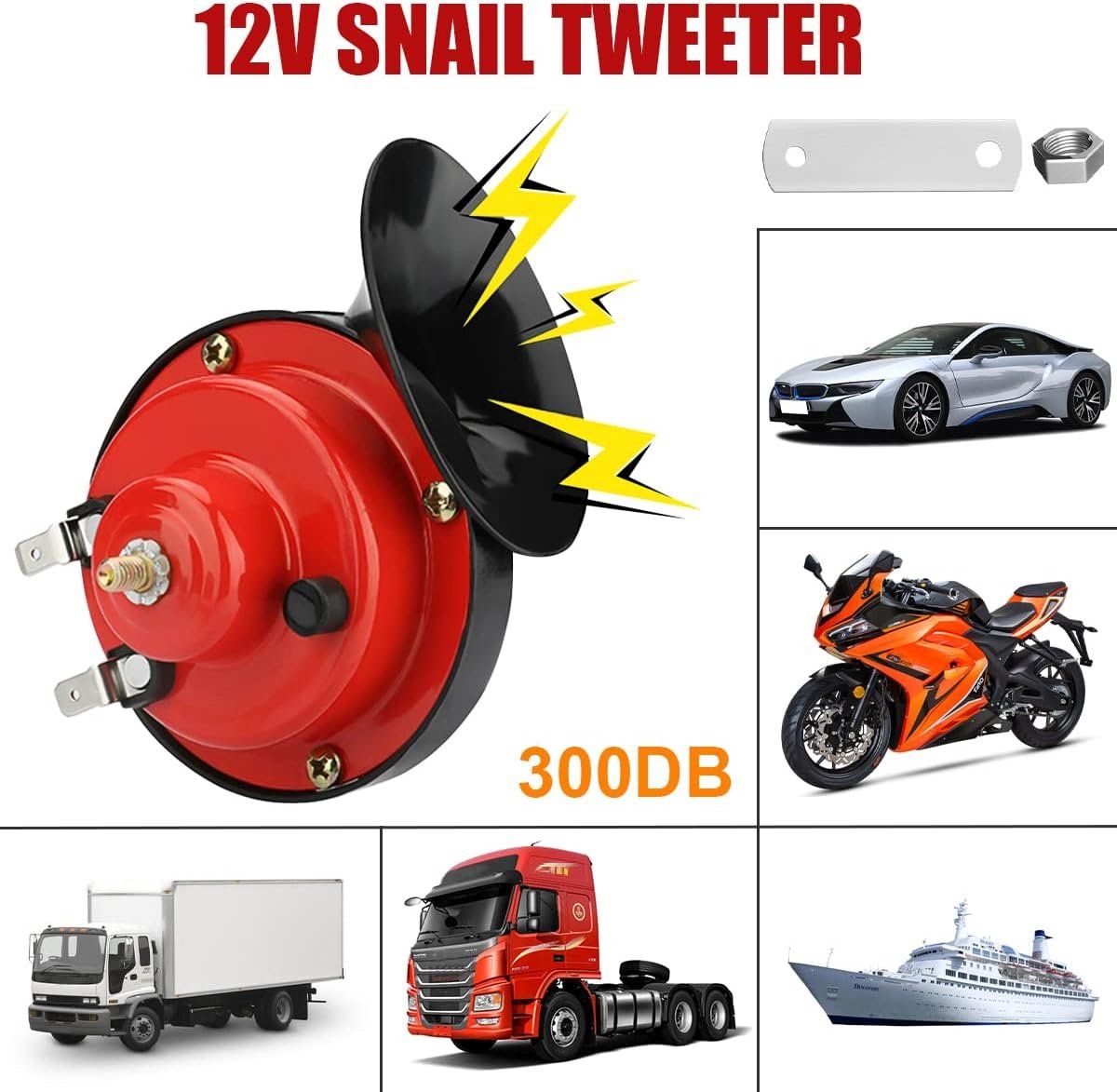 Piece 12, Volt Air Horn, 300DB Super Loud Car Air Horn, Waterproof Air Horn Replacement Kit, Motorcycles, Trucks, Red — image 2