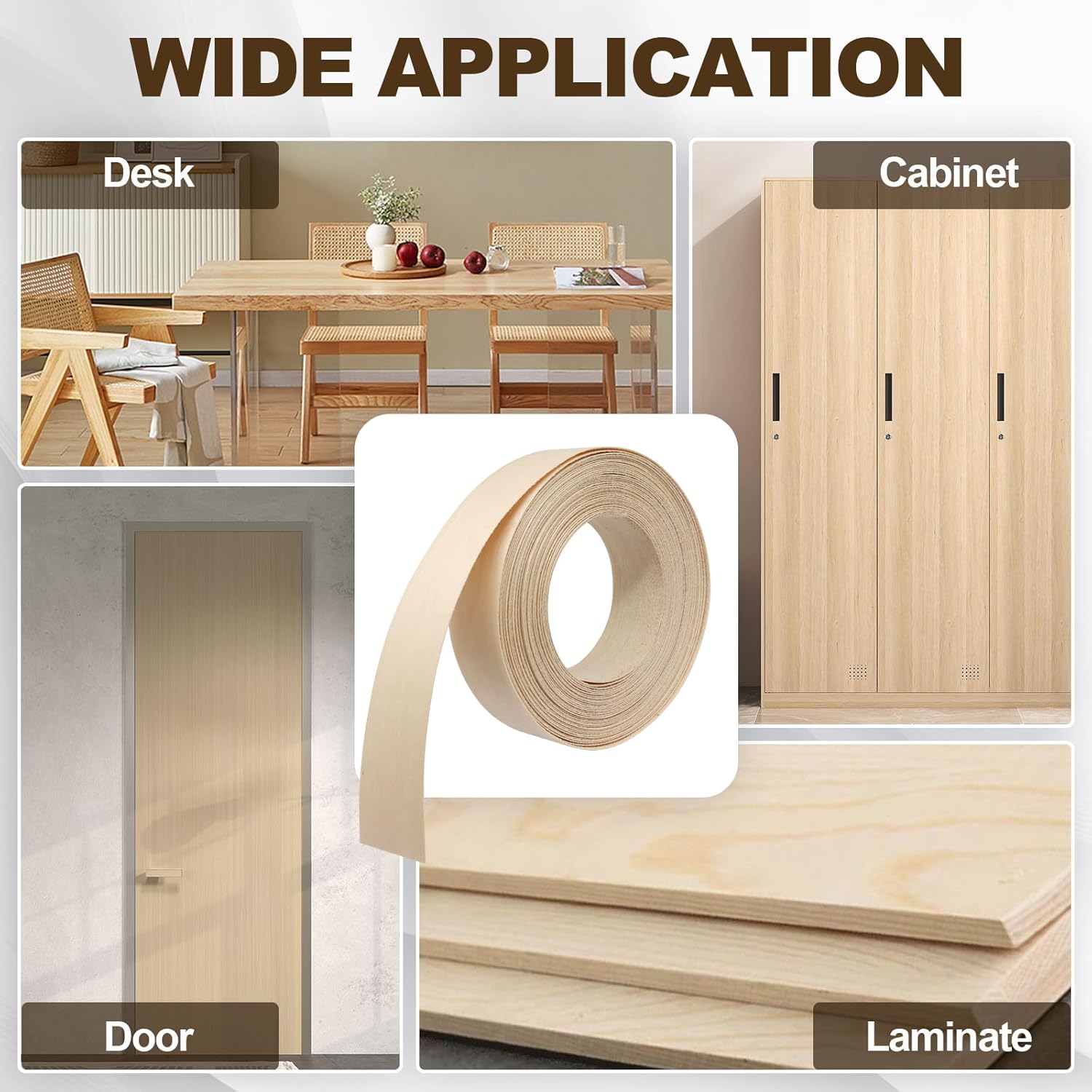 Biaungdo Birch Edge Banding 1-1/2 Inch x 50ft, Wood Veneer Roll Tape Banding Pre-Glued, Iron-on Veneer Edging Band Strips for Cabinet, Furniture Restoration — image 5