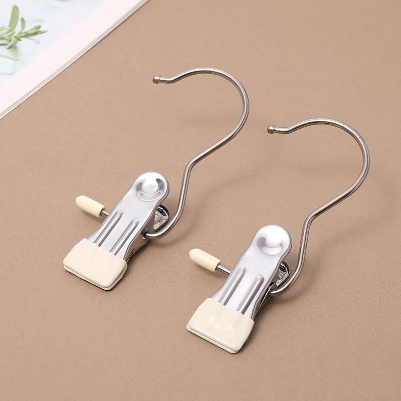 Laundry Hanging Hooks Clips, 6 Pcs Boot Hangers Heavy Duty Stainless Steel Portable Travel Drying Clothes Pins for Closet (6pcs)