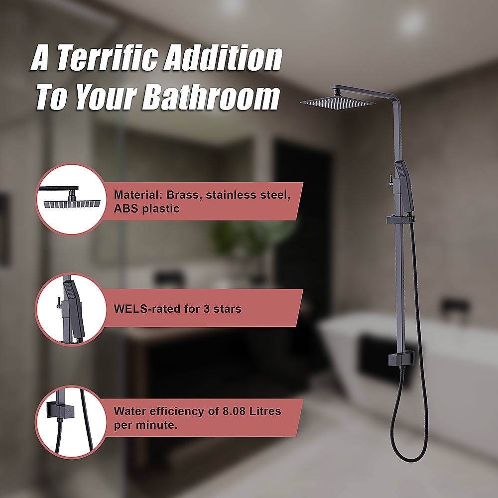 WELS 8" Rain Shower Head Set Square Dual Heads Faucet High Pressure Hand Held โ image 6