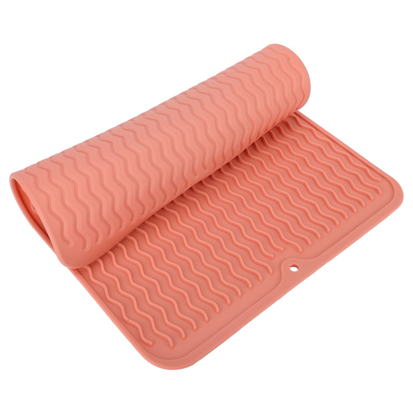 Dish Drying Mat Soft Flexible Rubber Heat Resistant Nonslip BPA Free Eco Friendly Wide Application Dish Drying PadPink — image 5