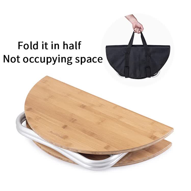 Portable Bamboo Folding Camping Table - Lightweight Round Table with Aluminum Alloy Frame for Outdoor Activities 60*60*27cm โ image 3