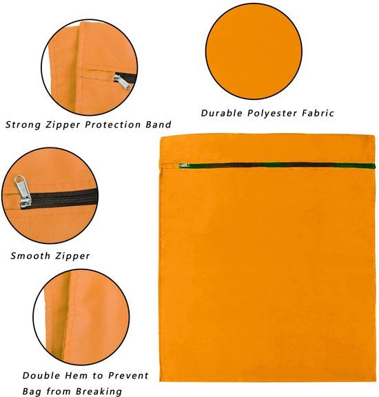 Pet Laundry Wash Bag, Large Twill Polyester Zippered Mesh Bag For Dog Cat Rabbit Bedding And Clothes, Prevents Pet Hair Clogs, Orange L, 70 x 80 cm โ image 2