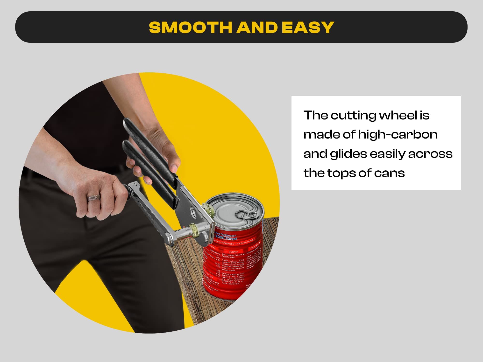Ergonomic Design Easy Crank Can Opener, Black Handheld silicone crank can opener multifunctional bottle cap driver โ image 5